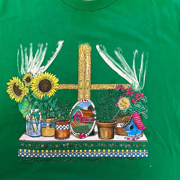 Vintage Basic Editions Home Country Barn Sunflower Rosemary T Shirt - Picture 2 of 4